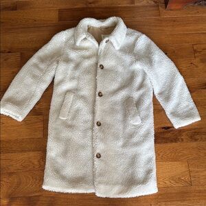 Abercrombie & Fitch Fuzzy White Trench Coat